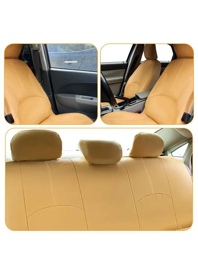 5 Seats Beige Car Seat Cover Set 2 Front 3 Rear Seat Cushion Protection Interior Accessories - Image 5